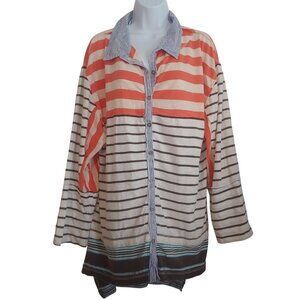 We The Free School House Tee Button Down Boho Coastal Beachy Oversize M